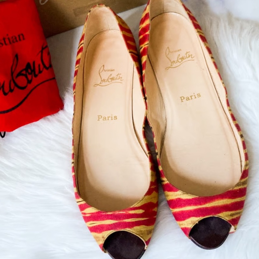 Christian Louboutin Red and Yellow Zebra Flats
